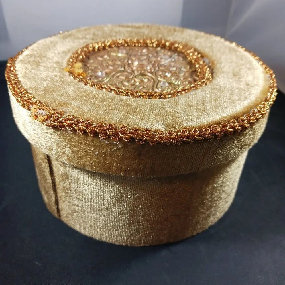 2 Vintage Nesting Box Yellow Velvet